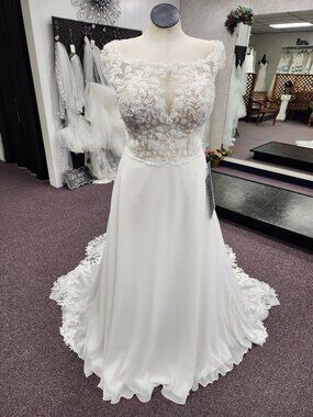 Private Label Bridal Gown Fabienne Ivory Size 16 Chiffon/Lace